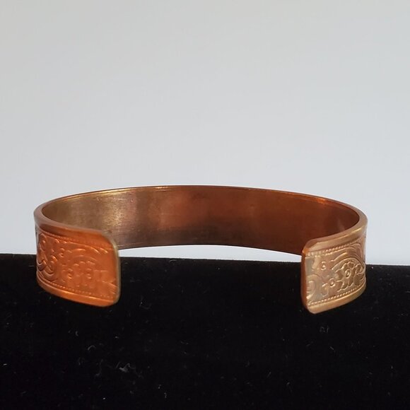 Vintage Solid Copper Cuff Bracelet Western Bright Engraved Design - Picture 4 of 11